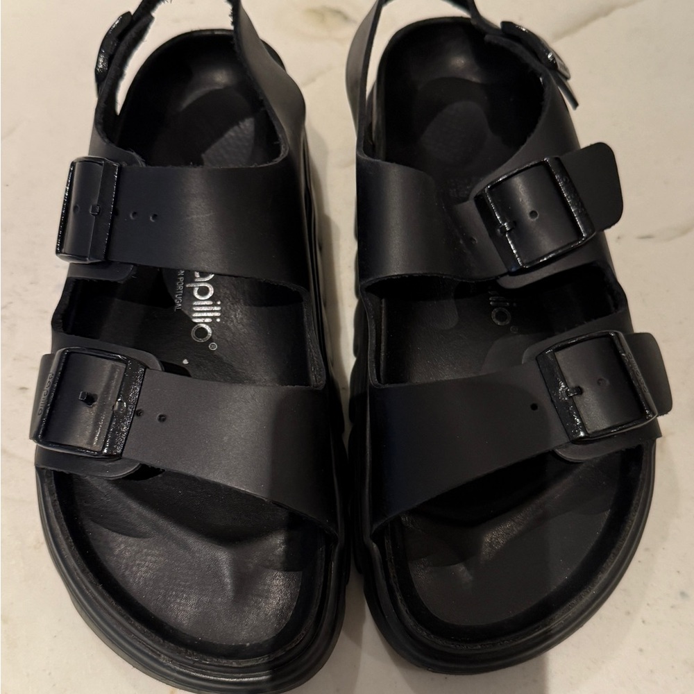 Free People Black Buckle Sandals